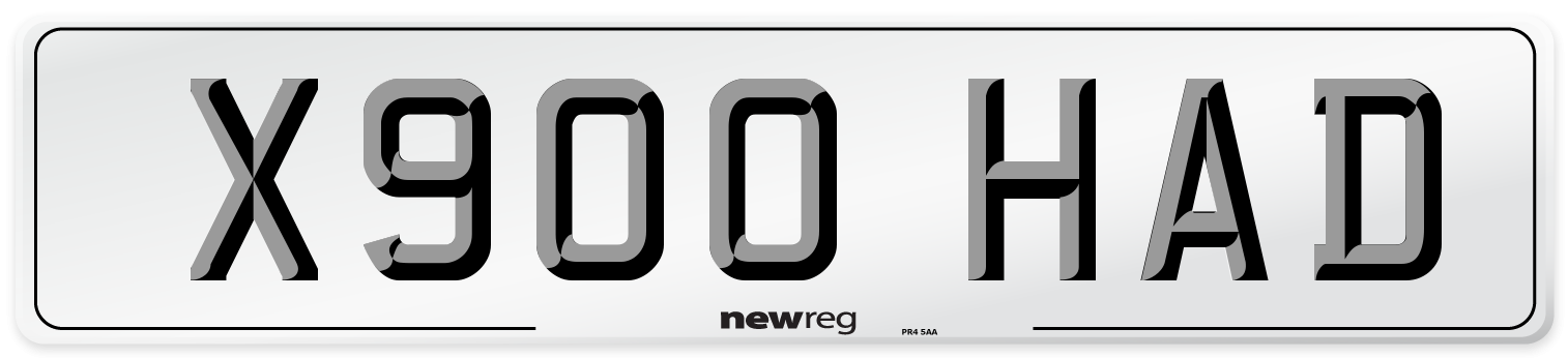 X900 HAD Number Plate from New Reg